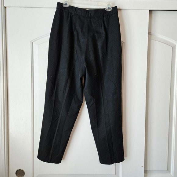 Norton Mcnuaghton Pants - Vintage Norton McNaughton 100% Wool Dress Pants Pleated High Waist Black Classic